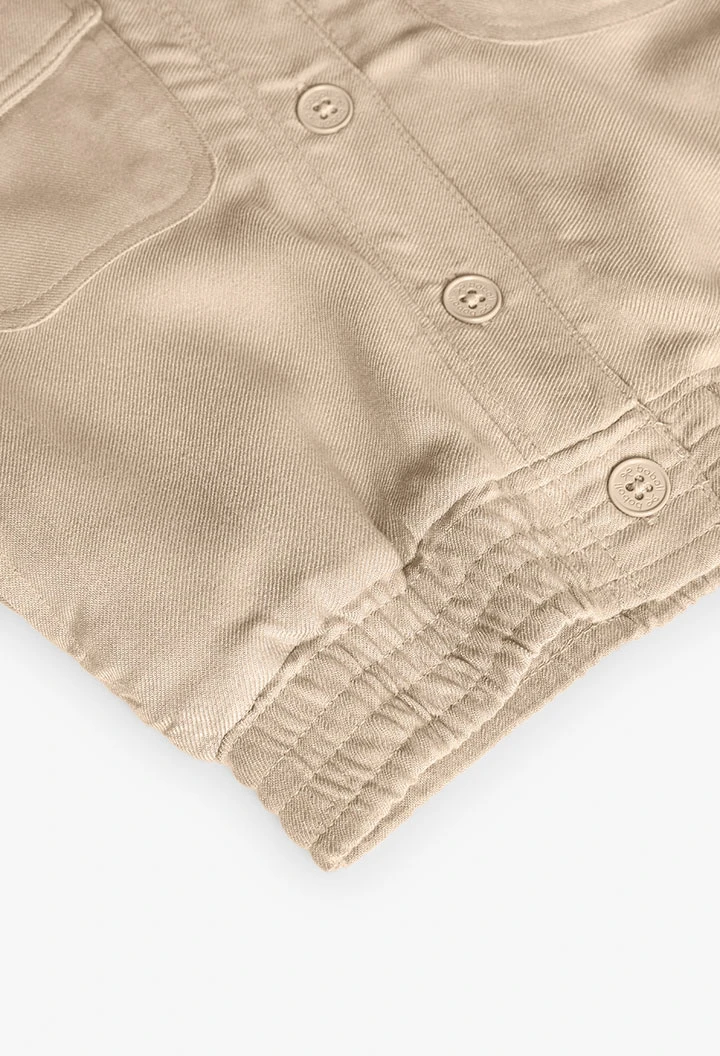 Girls viscose twill jacket in beige colour