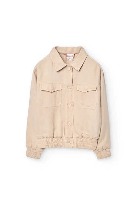 Mädchen-Blouson aus Viskose-Twill in Beige