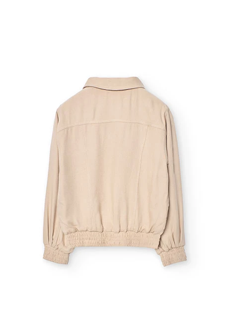 Mädchen-Blouson aus Viskose-Twill in Beige