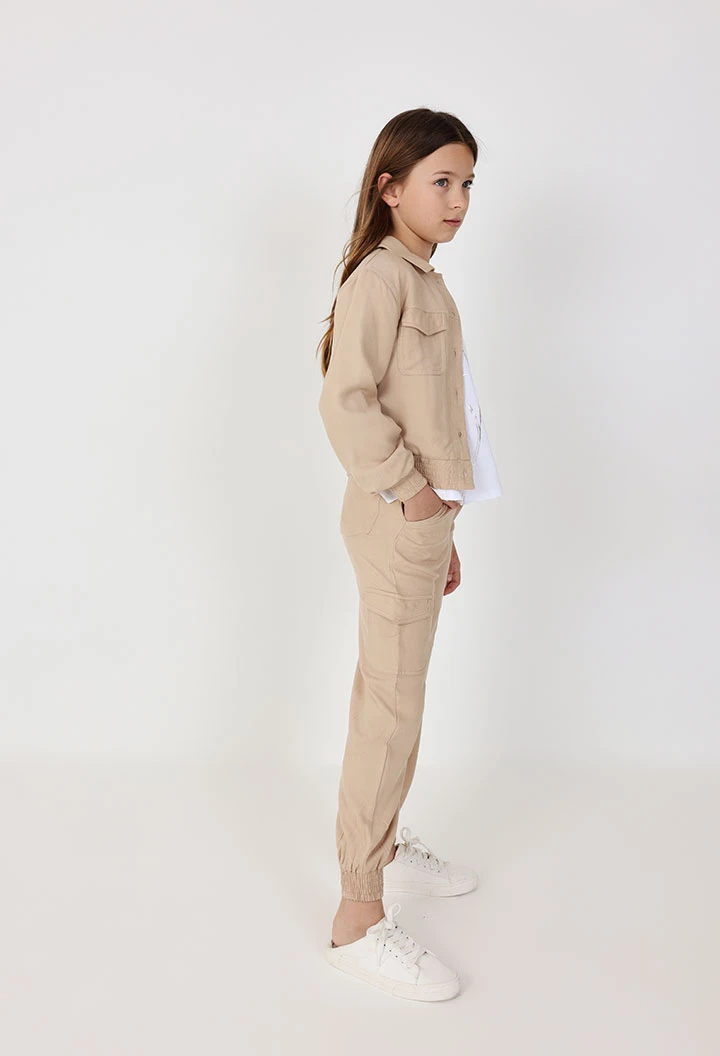 Pantaloni in twill per bambina di colore beige