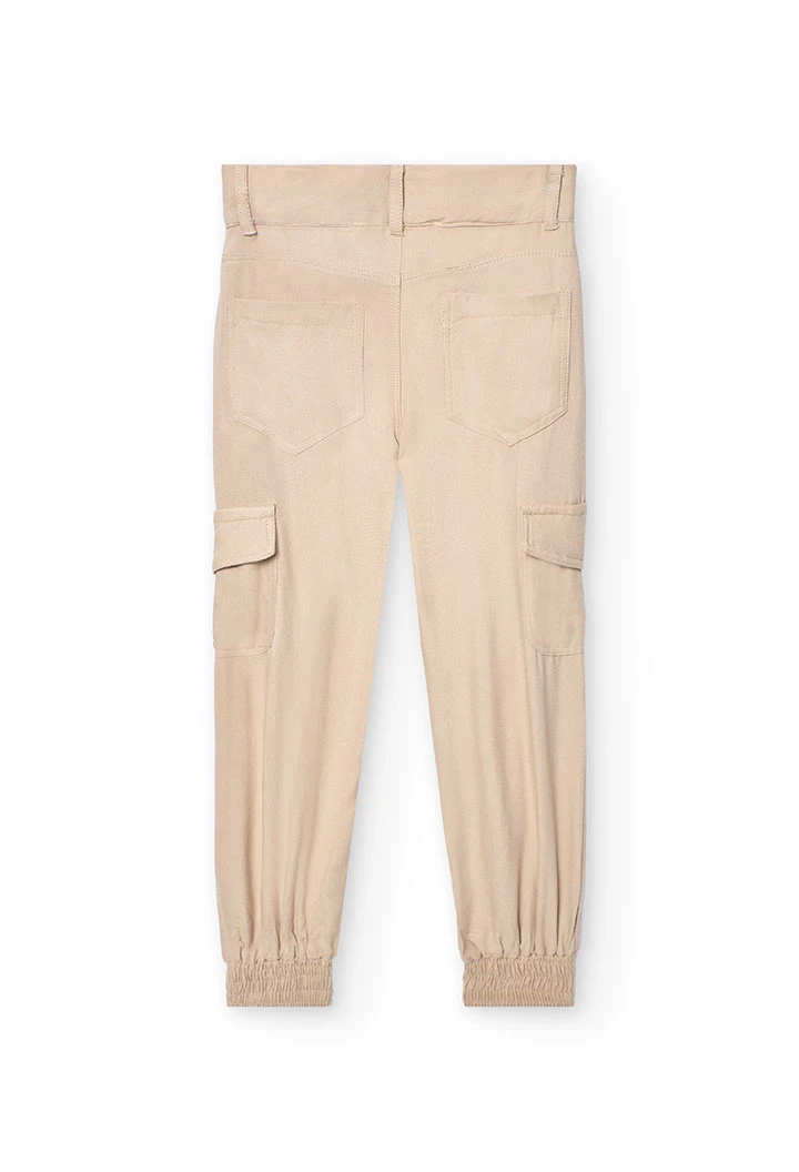 Pantaloni in twill per bambina di colore beige