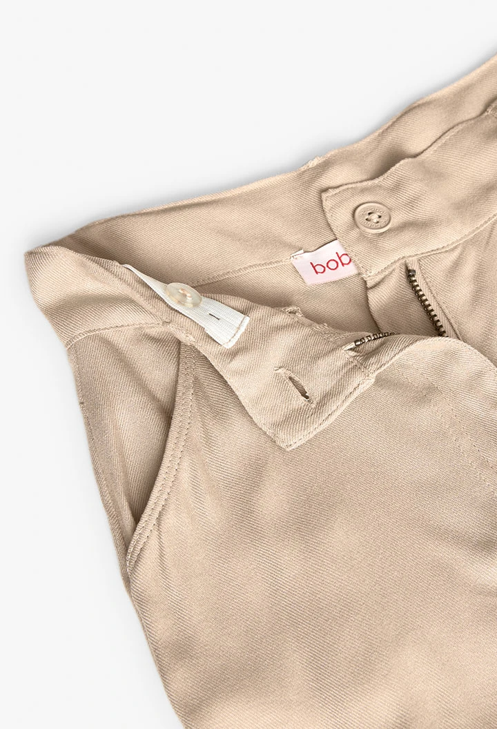 Pantaloni in twill per bambina di colore beige