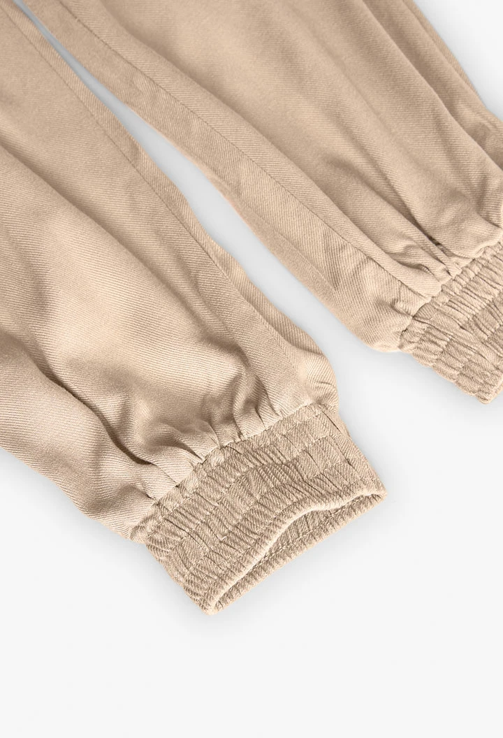 Pantaloni in twill per bambina di colore beige
