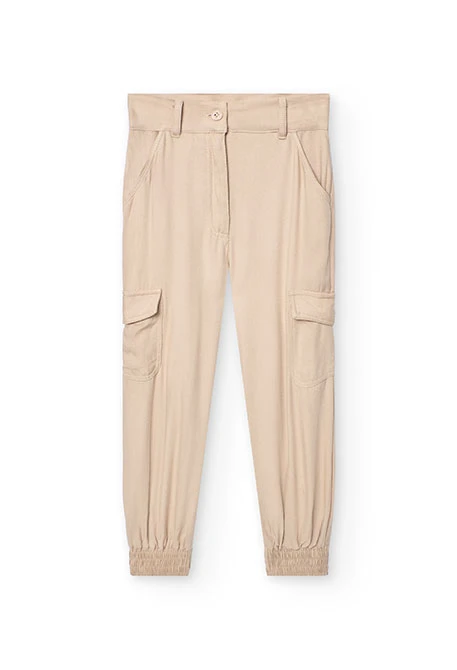Pantalón de sarga para niña en color beige