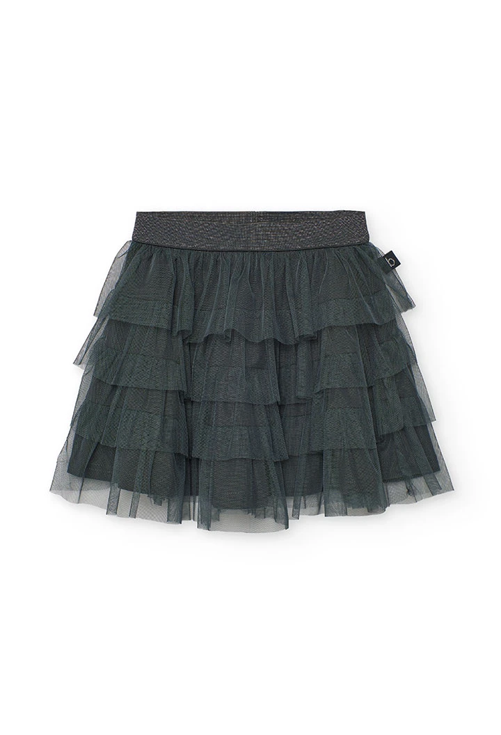 Grey tulle ruffle skirt