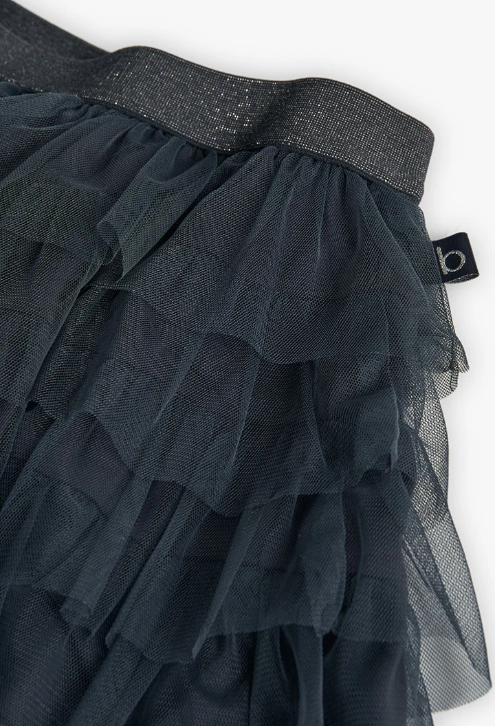 Gonna in tulle a balze grigia