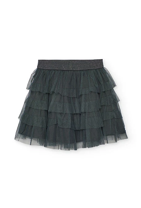 Grey tulle ruffle skirt