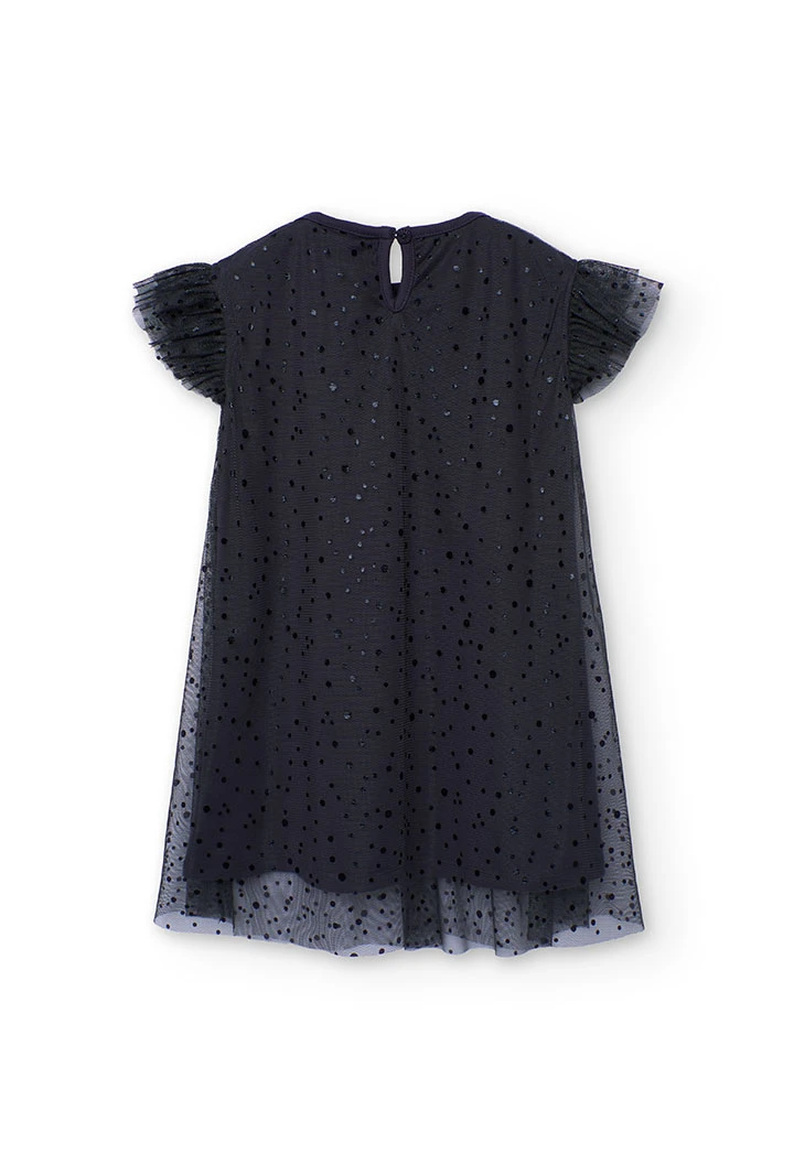 Robe en tulle noire à pois brillants
