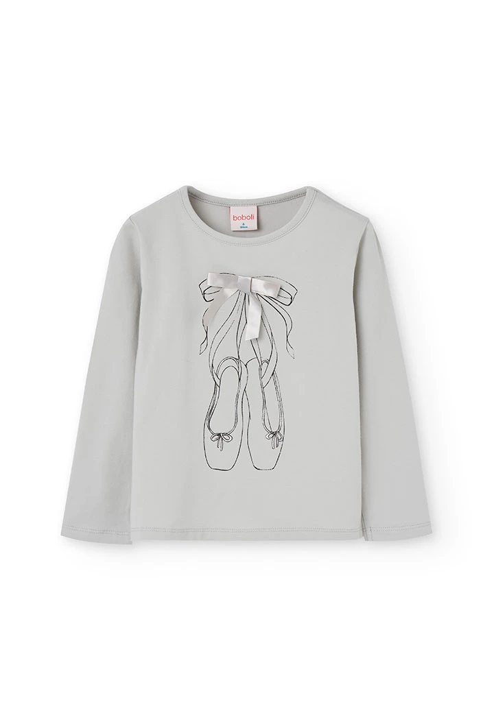 Girl´s grey ribbon knit t-shirt