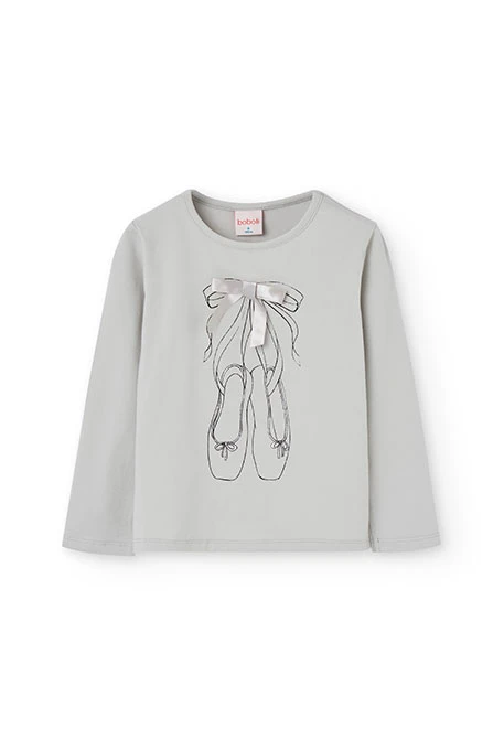 Girl´s grey ribbon knit t-shirt