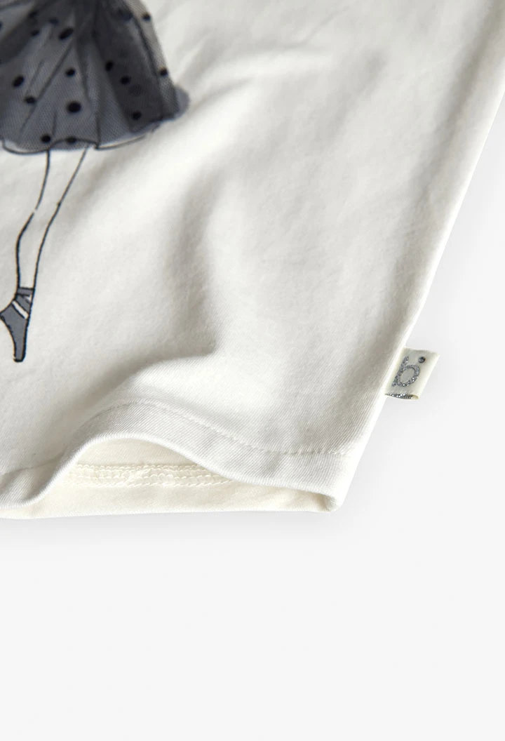 T-shirt menina de malha em branco