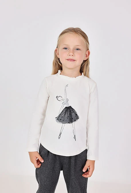 T-shirt fille en maille blanche