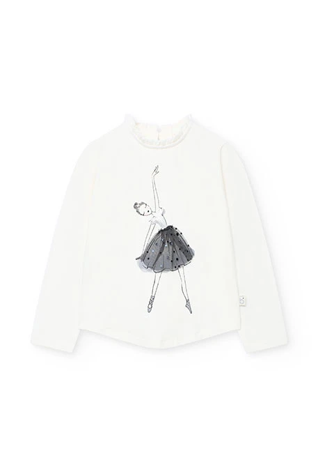 T-shirt fille en maille blanche