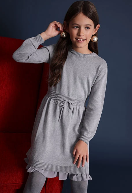 Vestit de punt flors gris