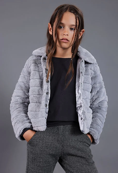 Girl´s grey fleece coat