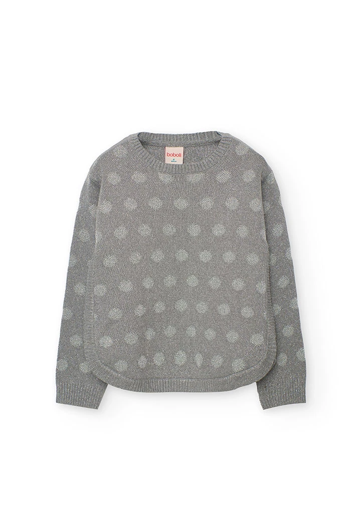 Mädchenpullover grau mit Punkten