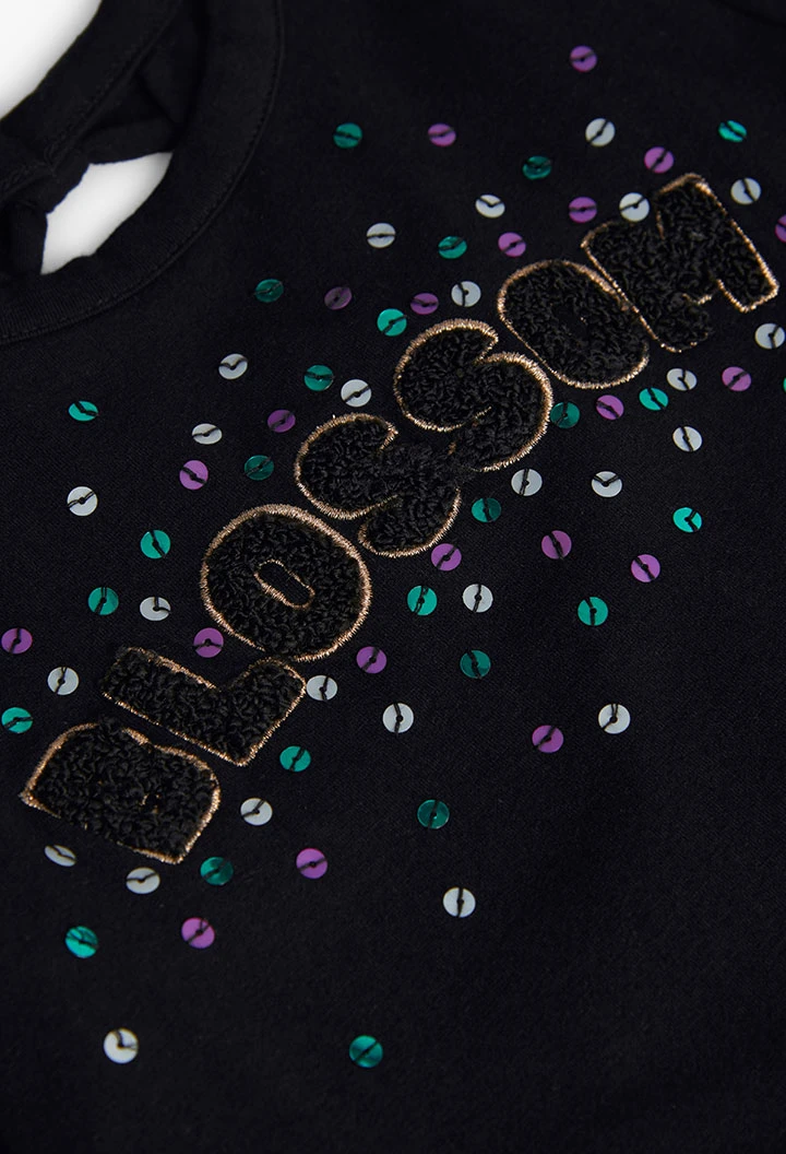 Camiseta niña de algodón negro