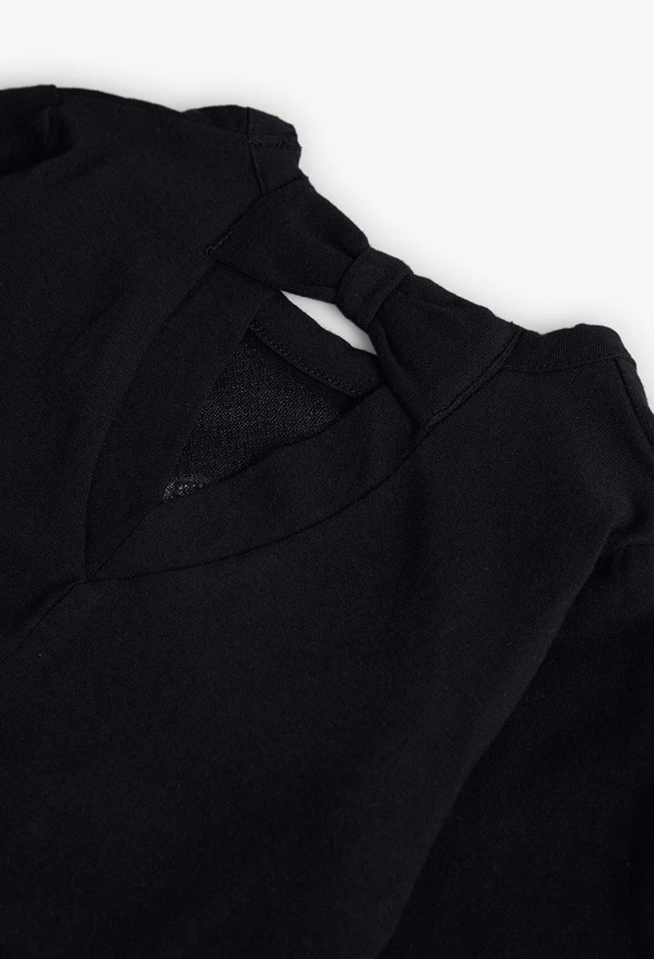 T-shirt de menina de algodão preto