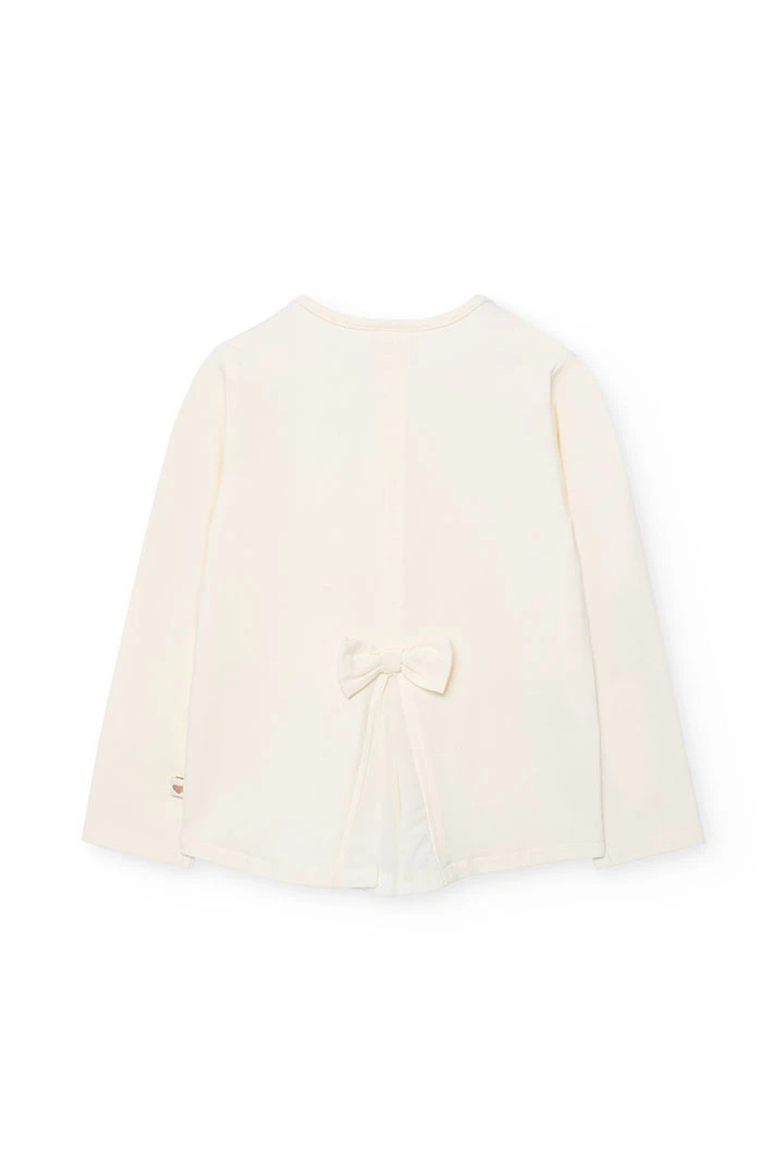 Girl´s ecru knit heart t-shirt