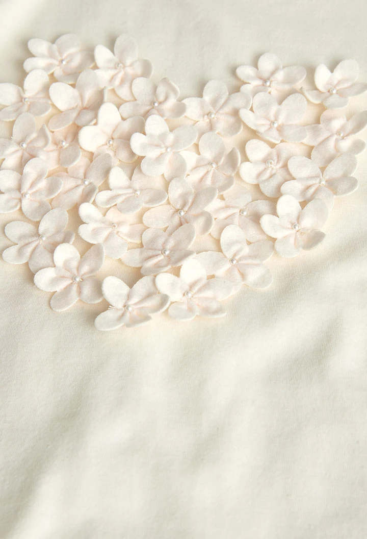 Camisola menina de malha crua coração