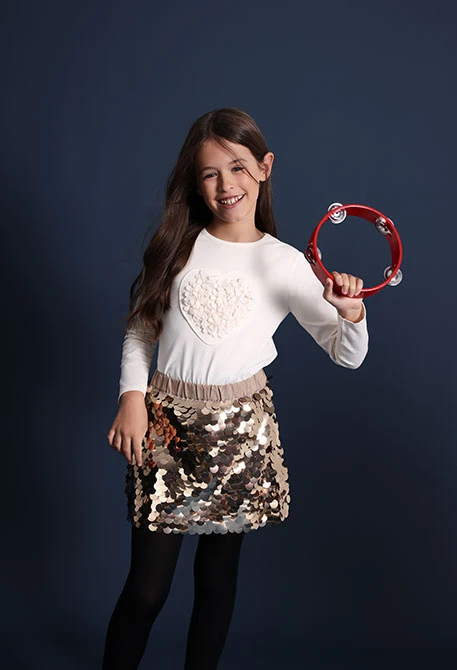 Maglietta bambina in maglia grezza con cuore