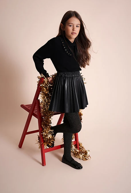 Black faux leather skirt