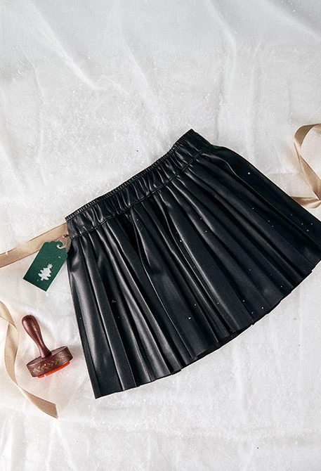 Black faux leather skirt