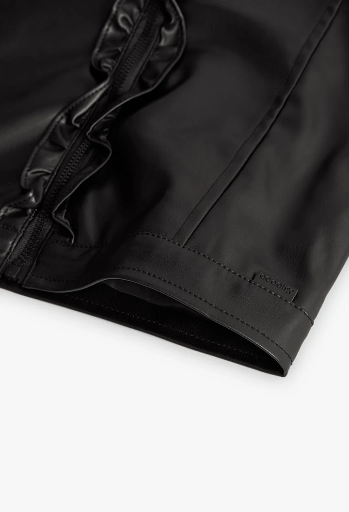 Veste fille simili cuir noir