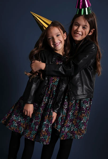 Veste fille simili cuir noir