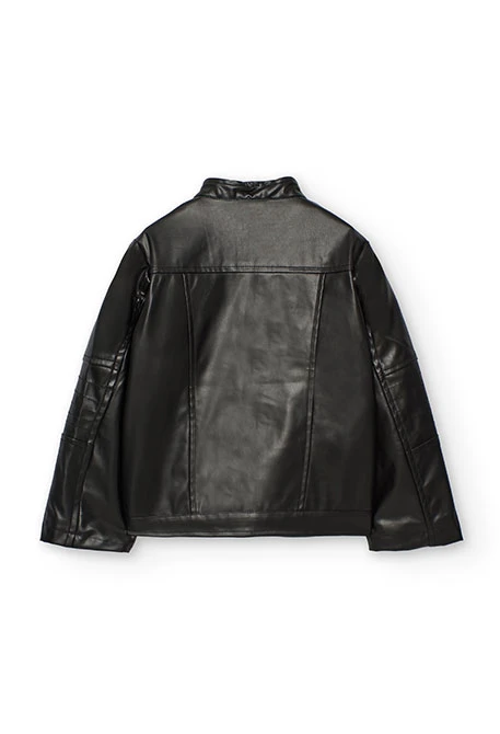 Cazadora niña polipiel negra