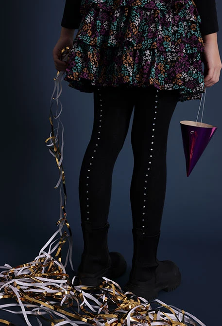 Black glitter knit tights