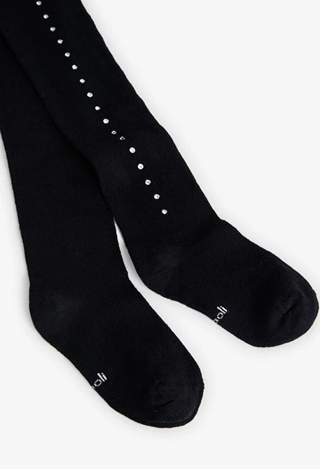 Schwarze, glänzende Strickstrumpfhose