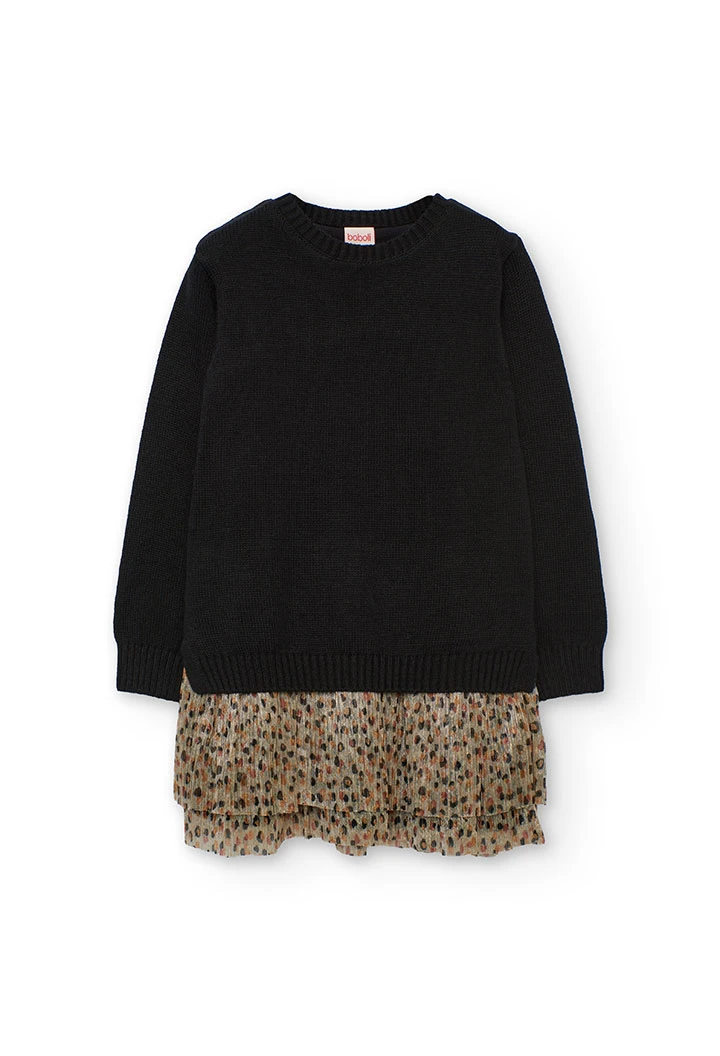 Vestido preto com estampa de leopardo