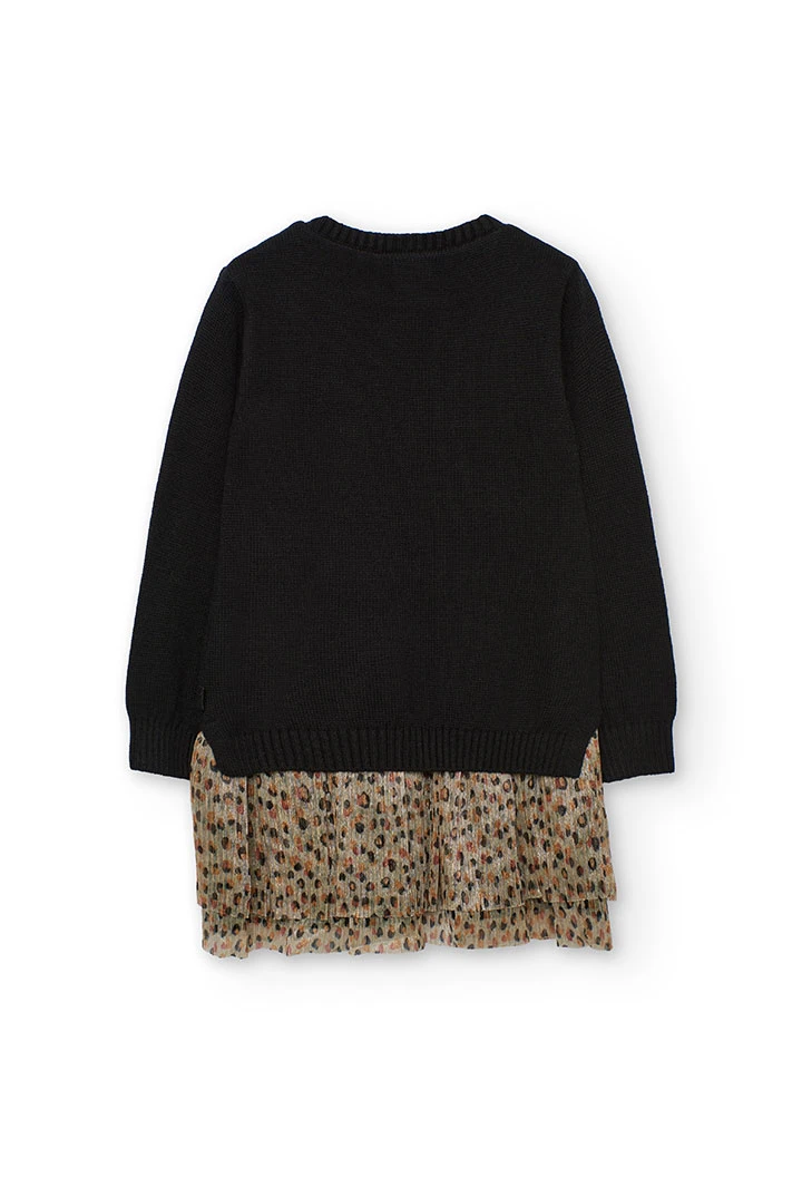 Vestido preto com estampa de leopardo