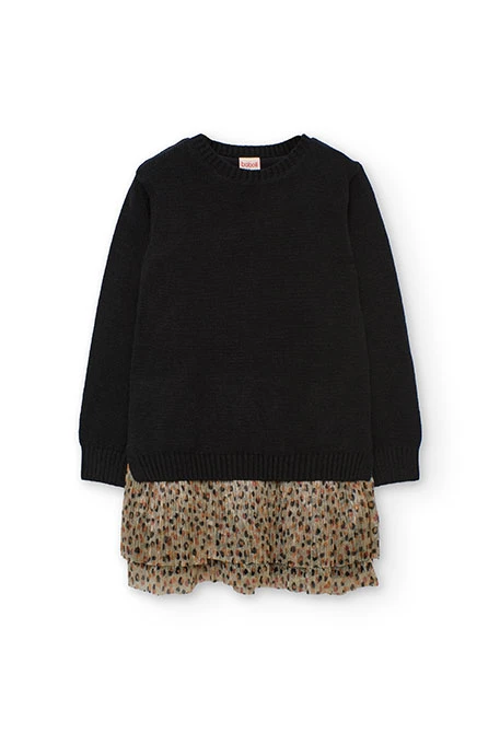 Vestido negro estampado leopardo