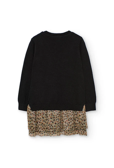 Abito nero con stampa leopardata