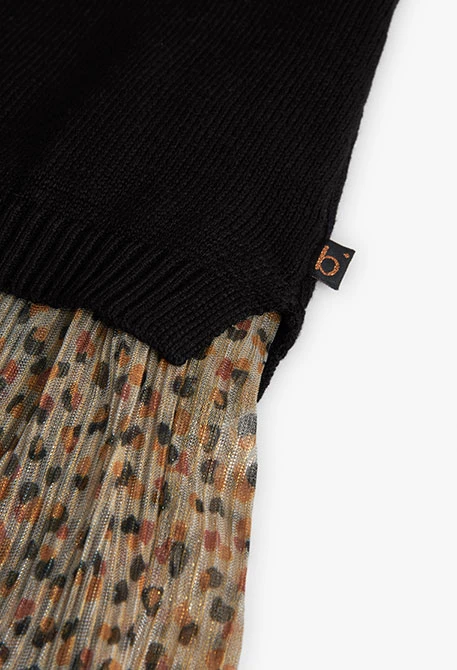 Abito nero con stampa leopardata