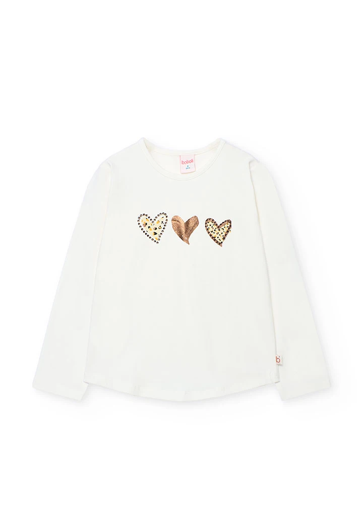 Camiseta niña de punto blanco