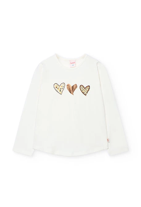 Camiseta niña de punto blanco