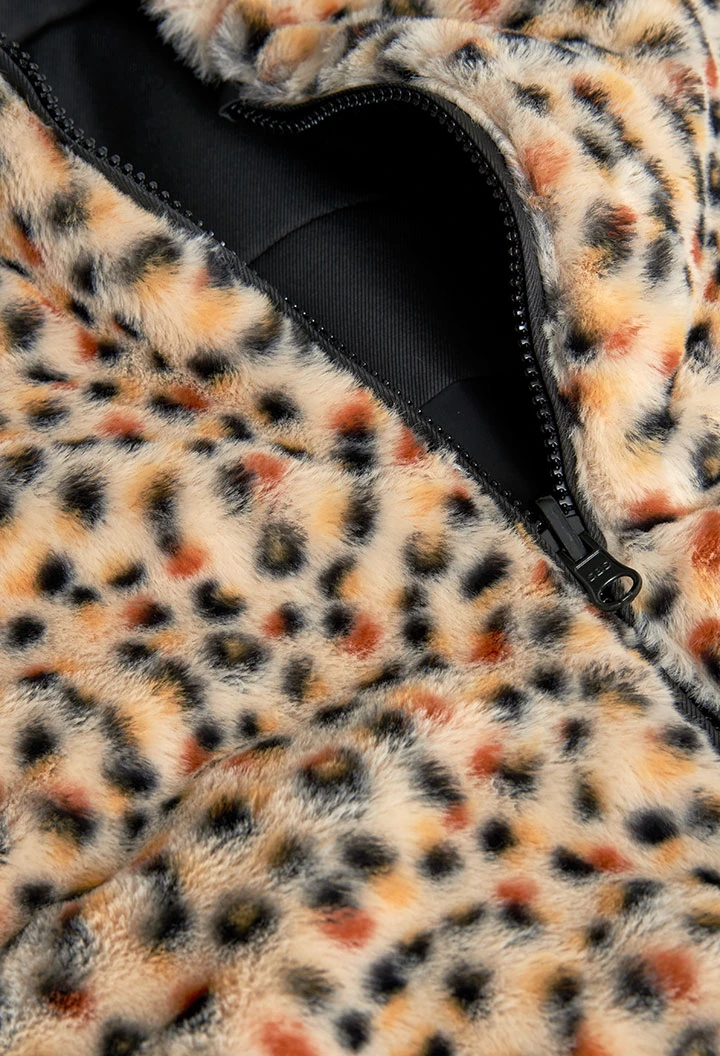 Parka fille réversible noir léopard