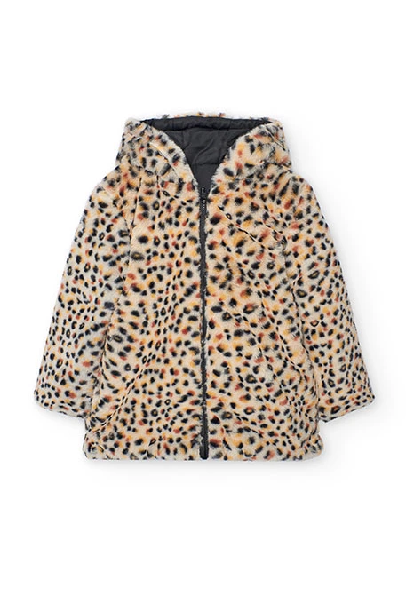 Parka nena reversible negra lleopard