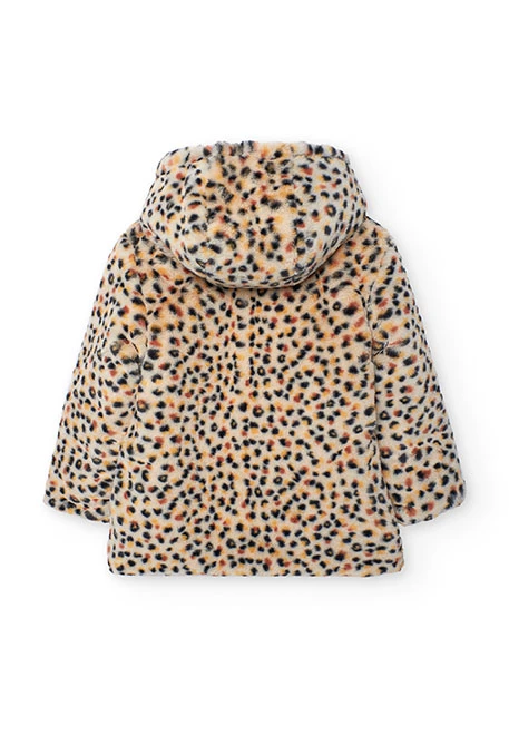 Parka bambina reversibile nero leopardo