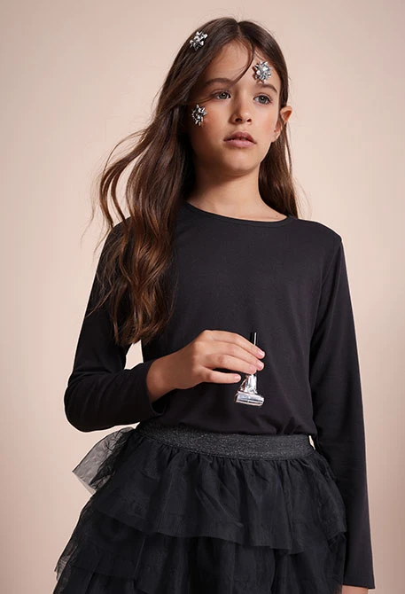 Camisola de menina em malha cinza