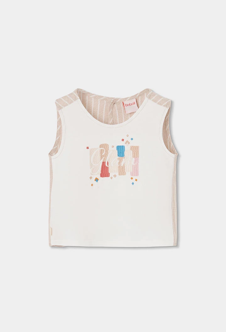 Top blanco estampado