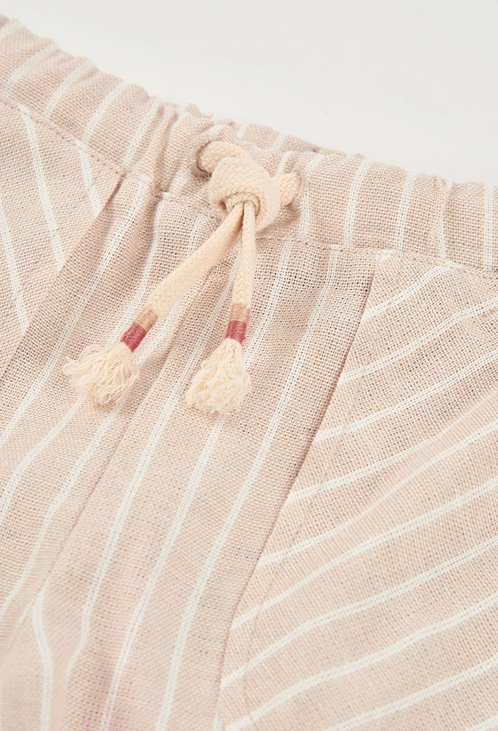 Striped linen shorts