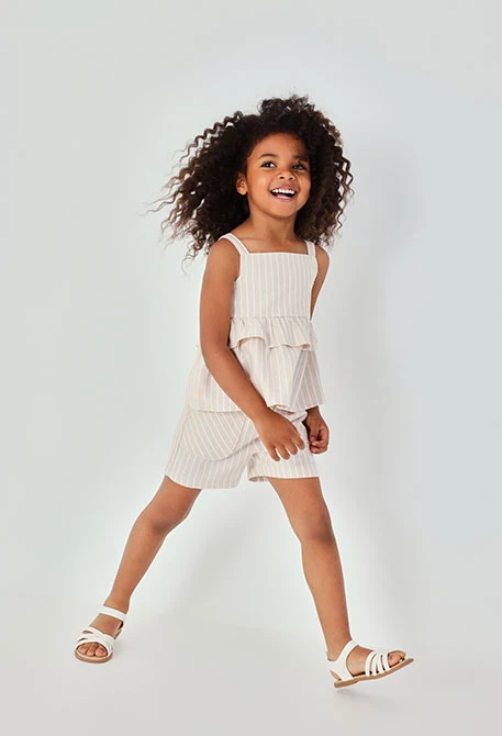 Striped linen shorts