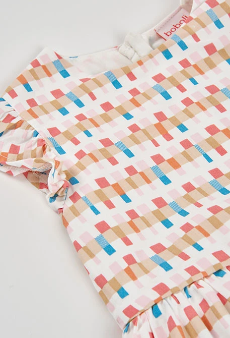 Vestido estampado com faixas decorativas