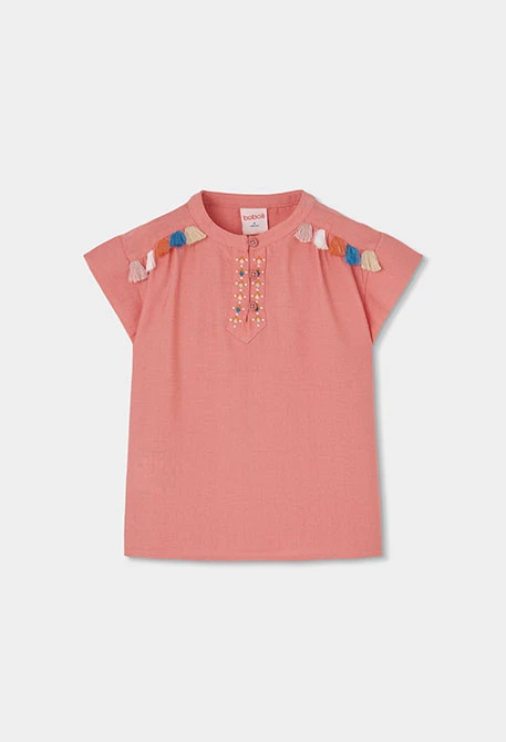 Camisa niña algodón rosa