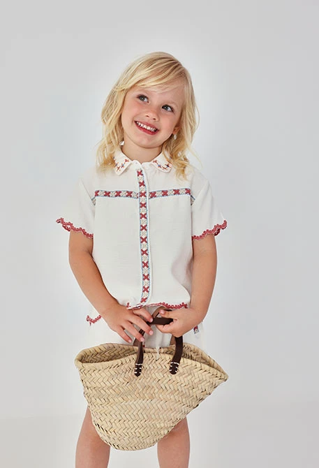 Camisa niña blanca algodón