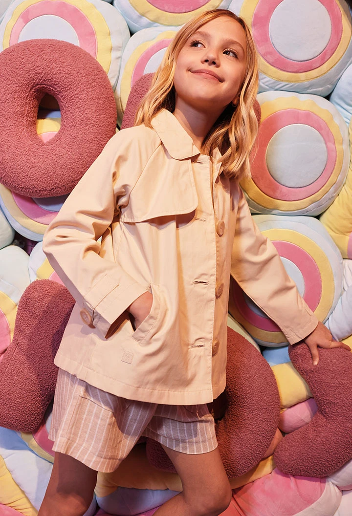 Chaqueta niña lino beige